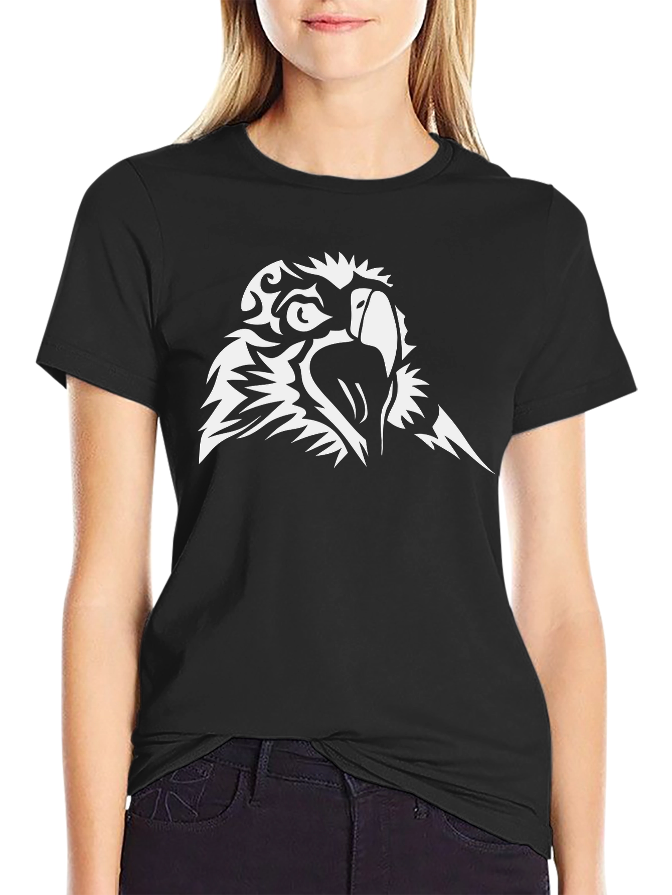 Bold Eagle Graphic Tee - Black Cotton
