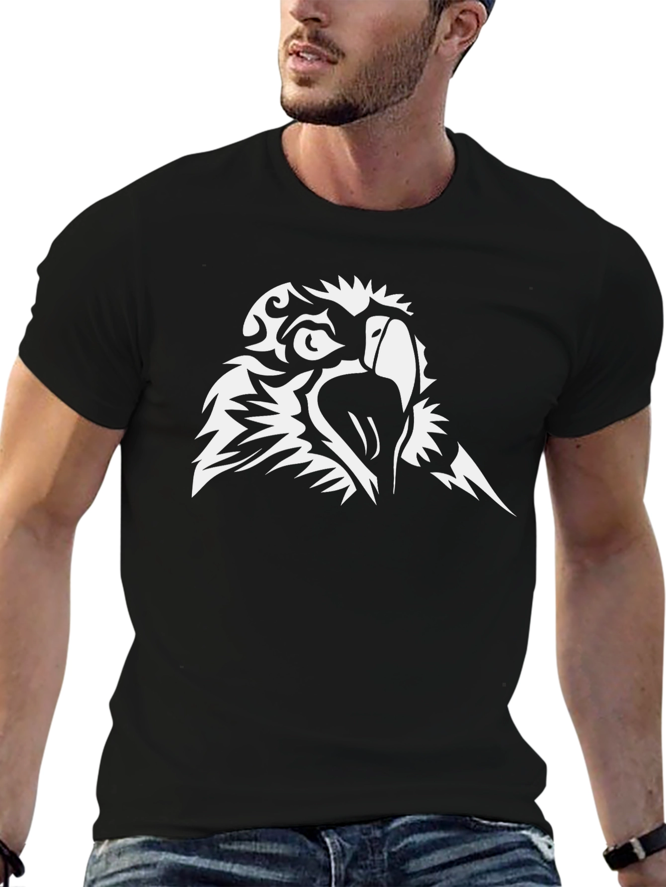 Bold Eagle Graphic Tee - Black Cotton