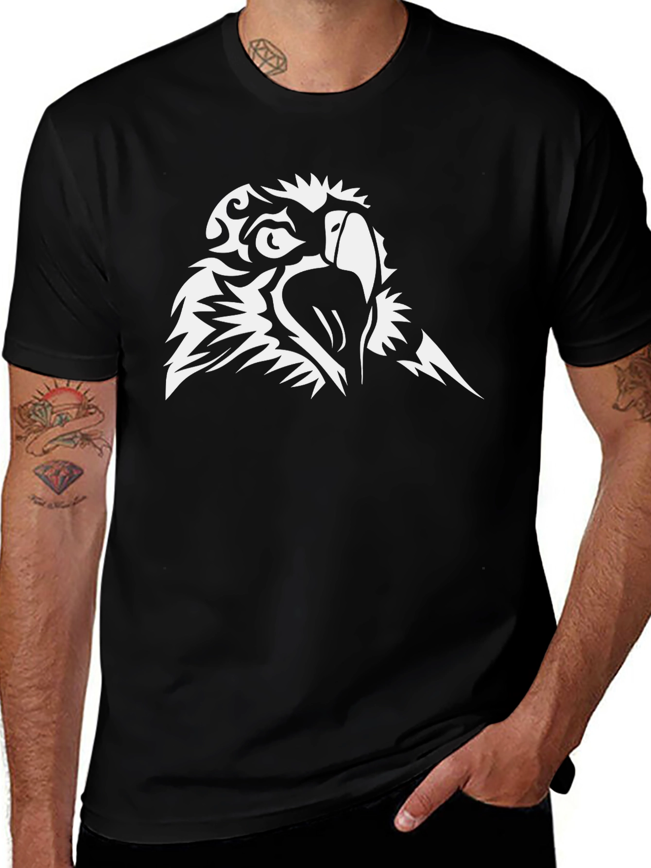 Bold Eagle Graphic Tee - Black Cotton