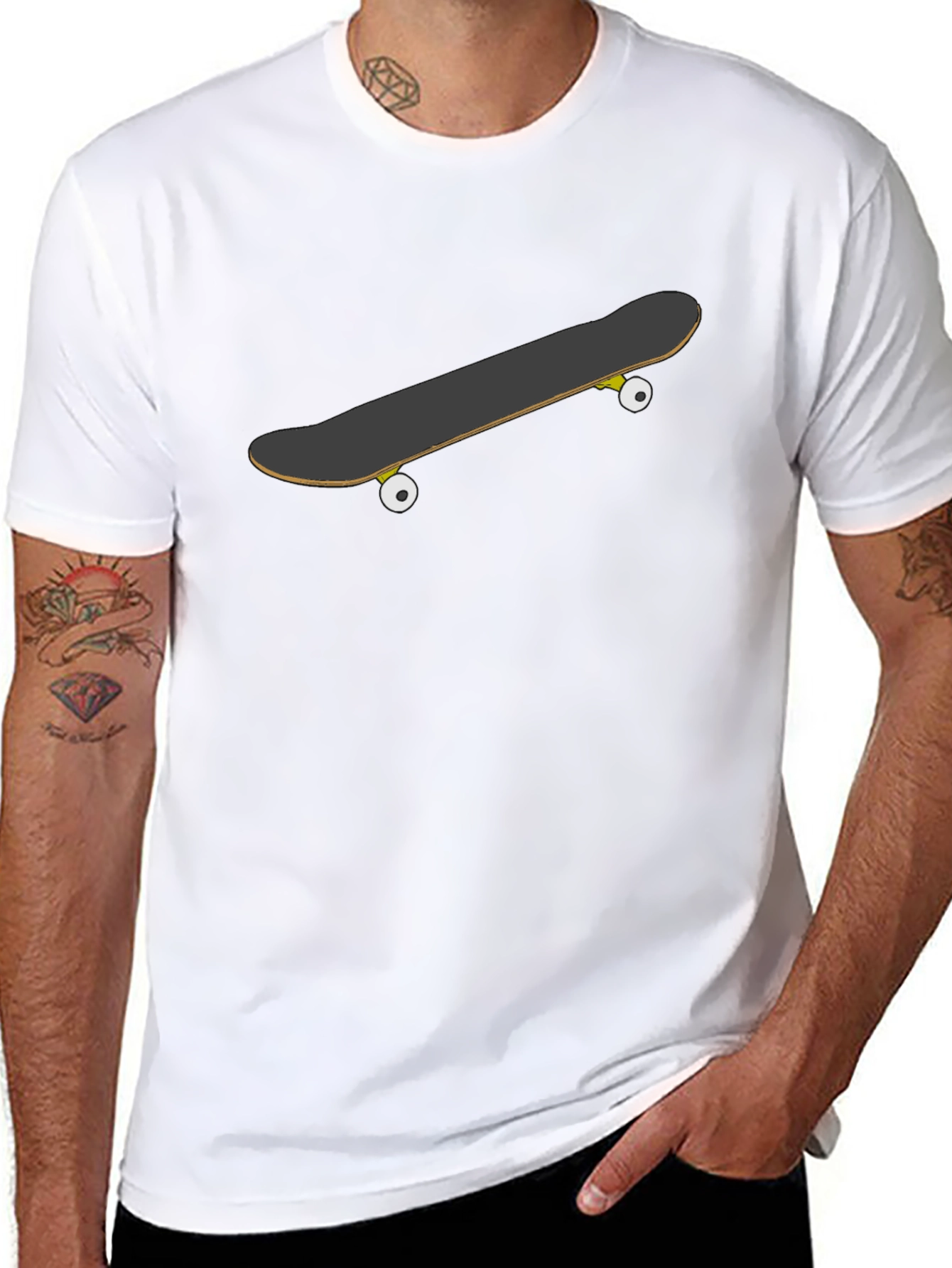 Skateboard Graphic Black T-Shirt - Casual Style