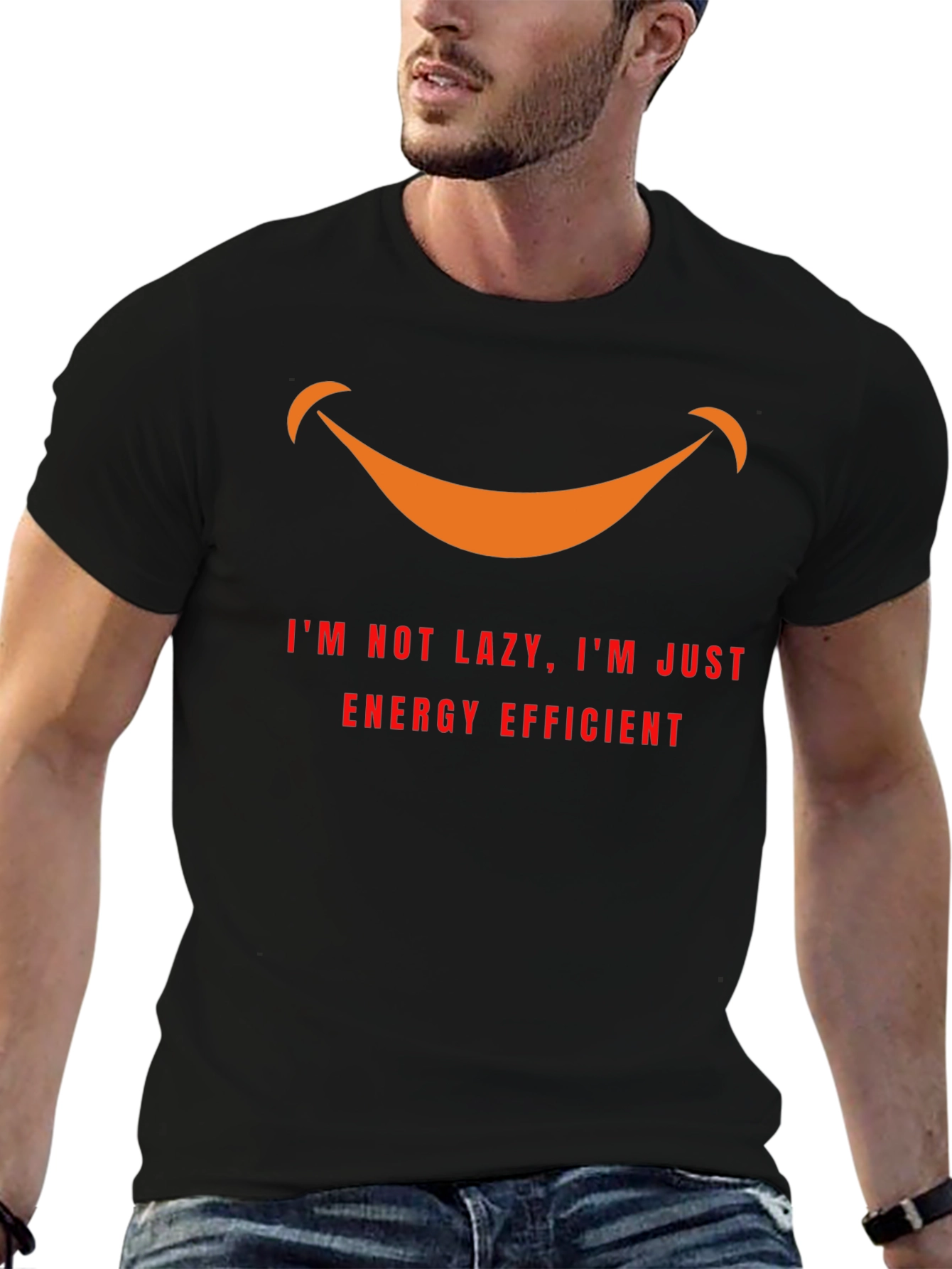 Lazy? Energy Efficient Graphic Tee - Black Cotton