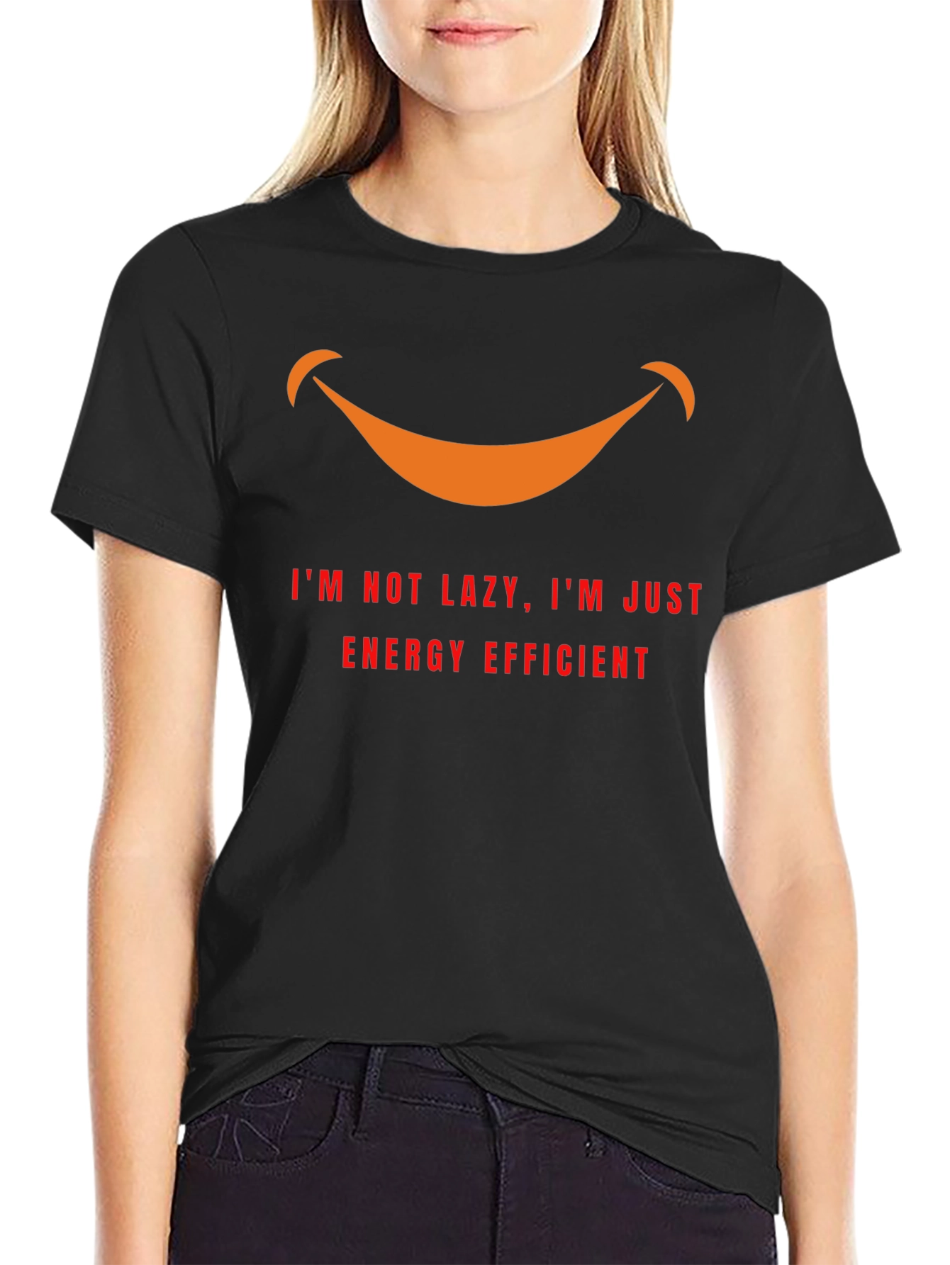 Lazy? Energy Efficient Graphic Tee - Black Cotton