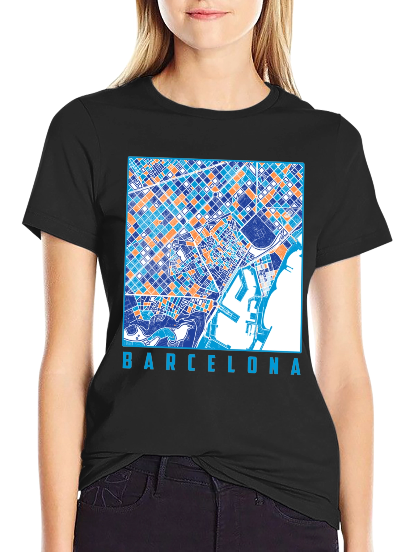 Barcelona City Map Graphic T-Shirt