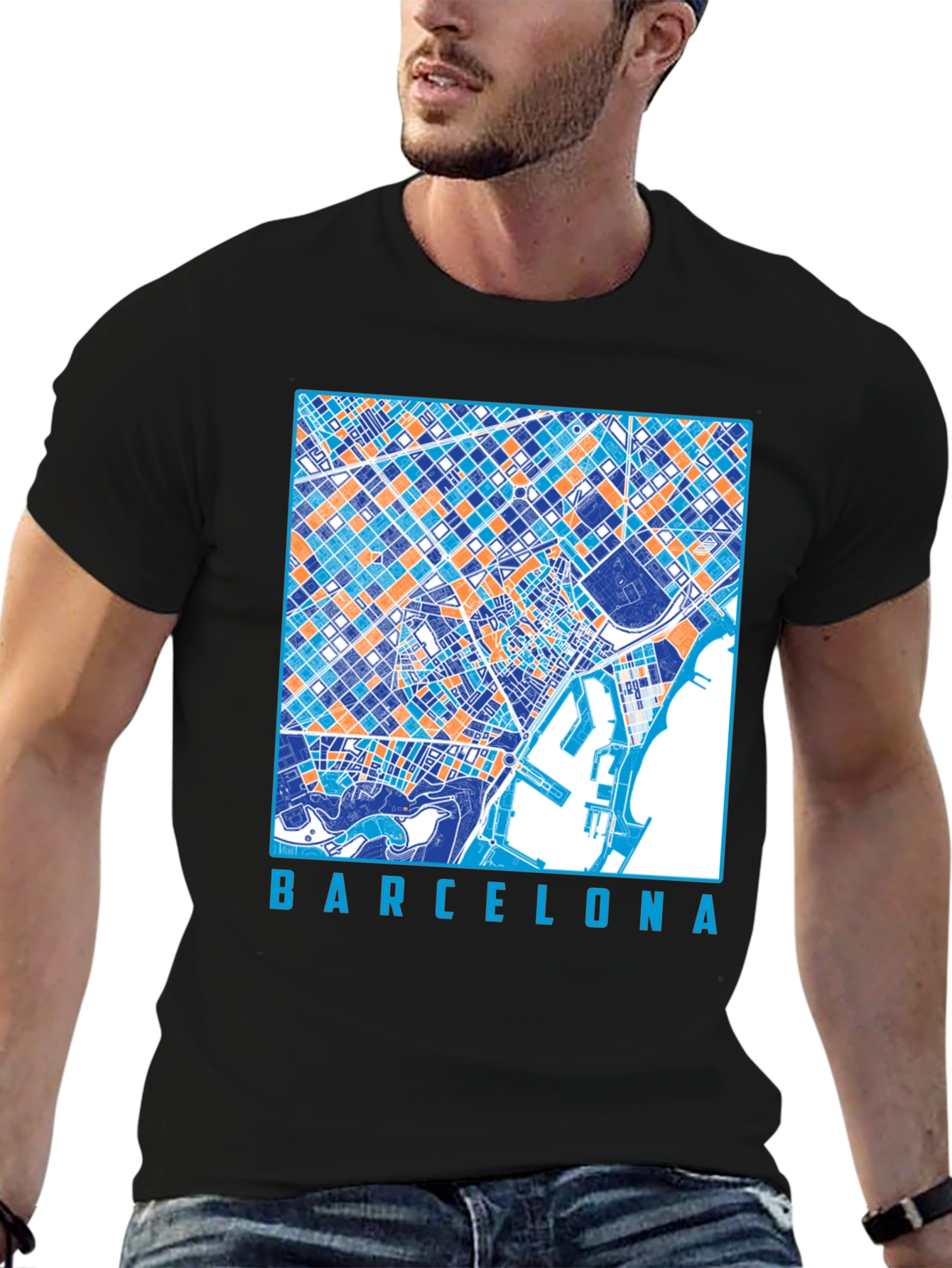 Barcelona City Map Graphic T-Shirt
