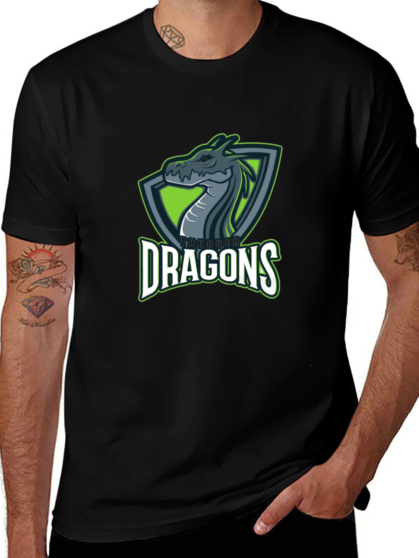 Mens Black Dragon Graphic T-Shirt