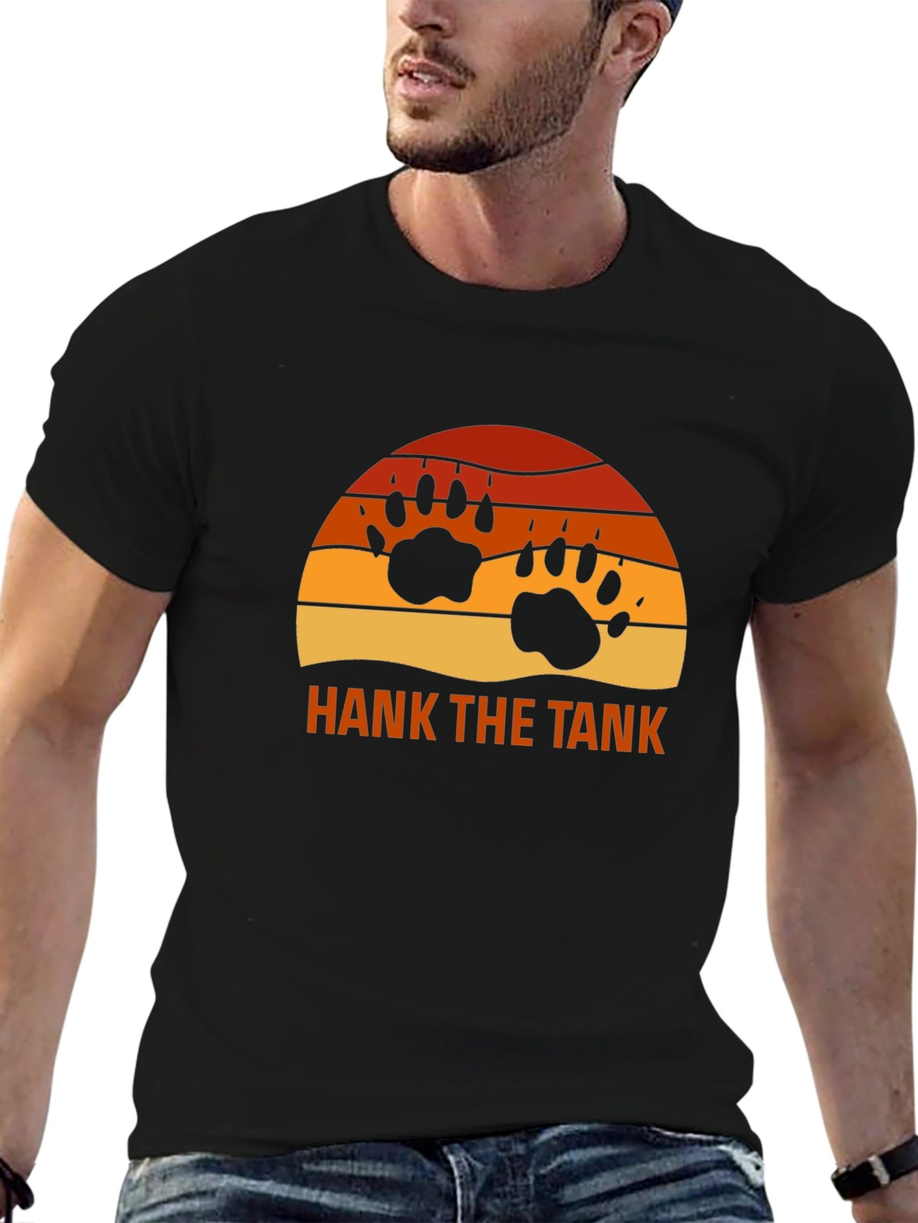 Hank The Tank Bear Paw Sunset Graphic Tee