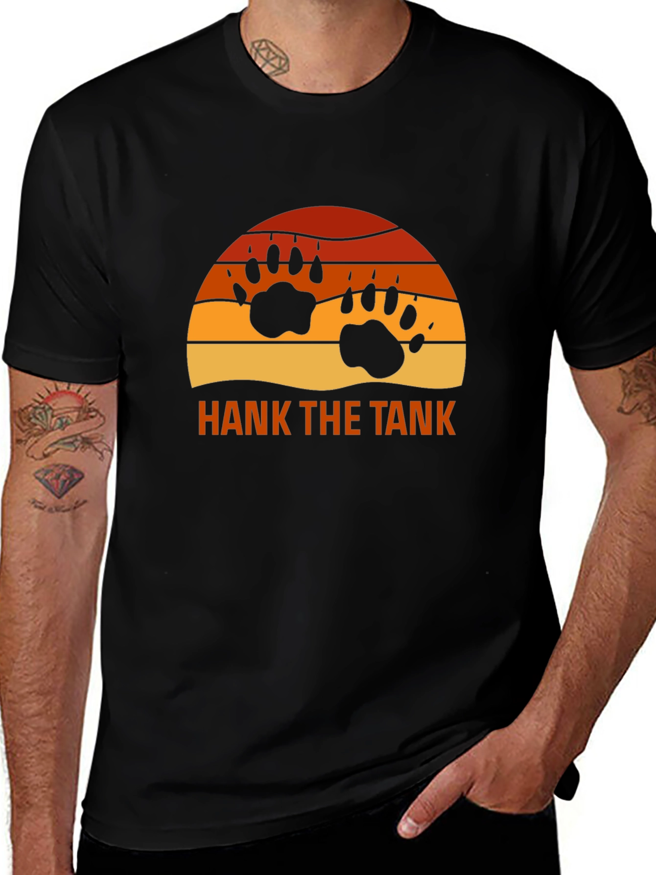 Hank The Tank Bear Paw Sunset Graphic Tee