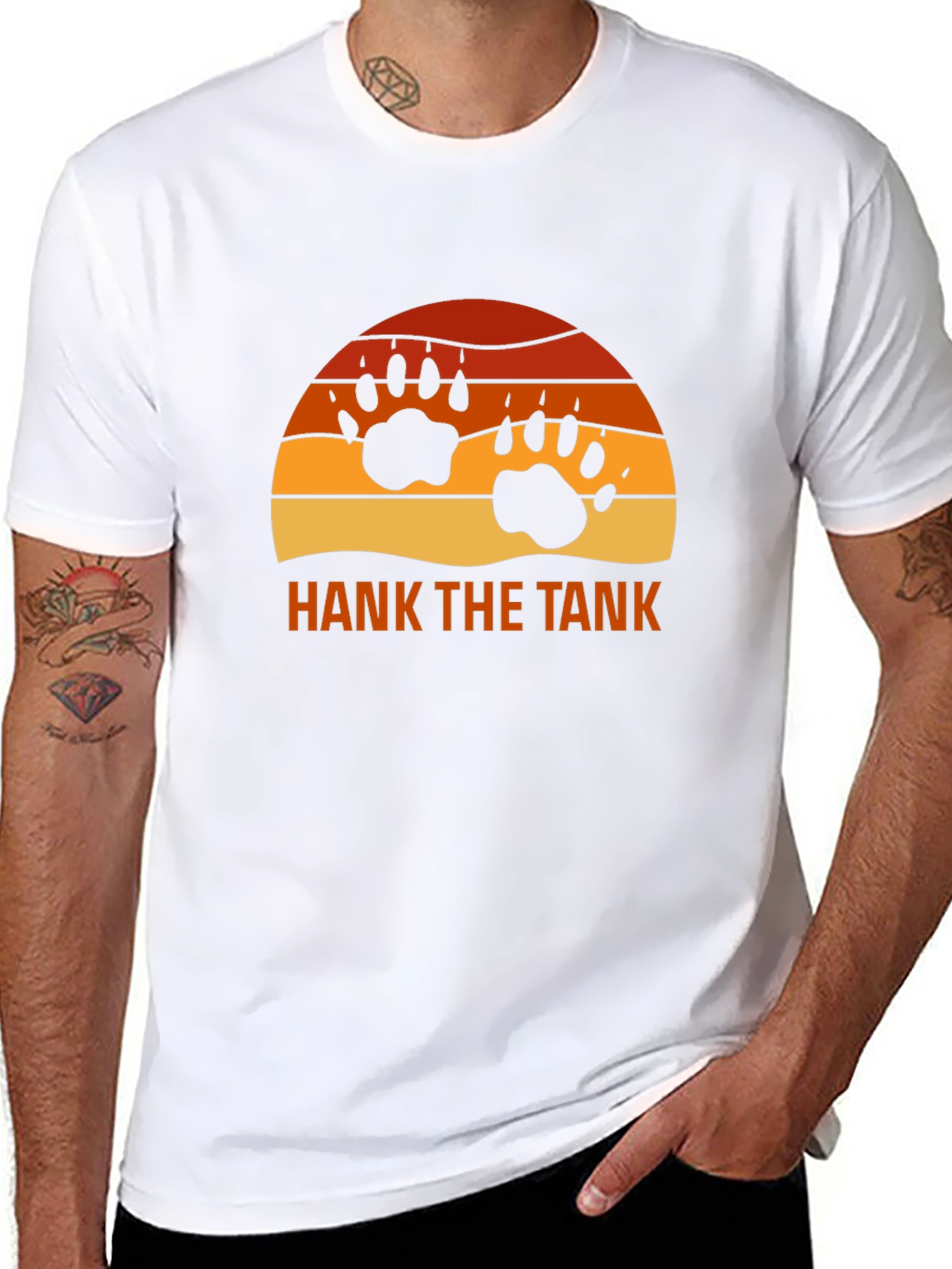 Hank The Tank Bear Paw Sunset Graphic Tee