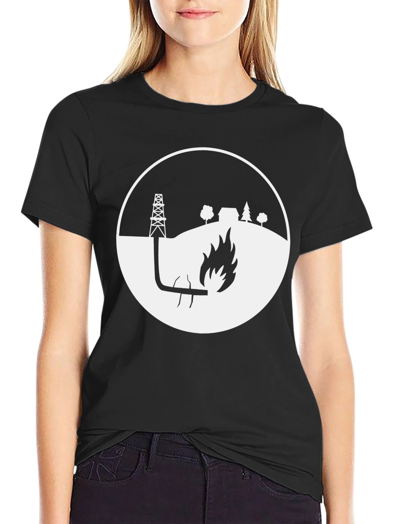 Oil Rig Flare Up Graphic Tee - Black