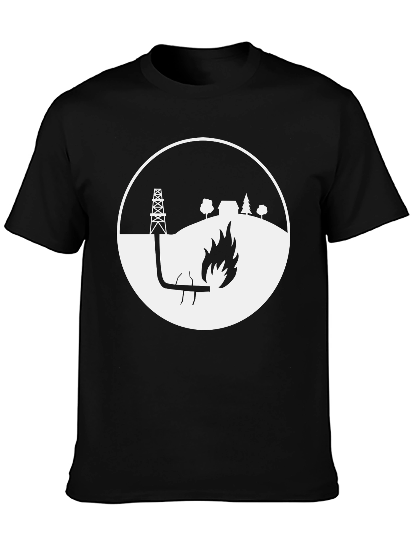 Oil Rig Flare Up Graphic Tee - Black