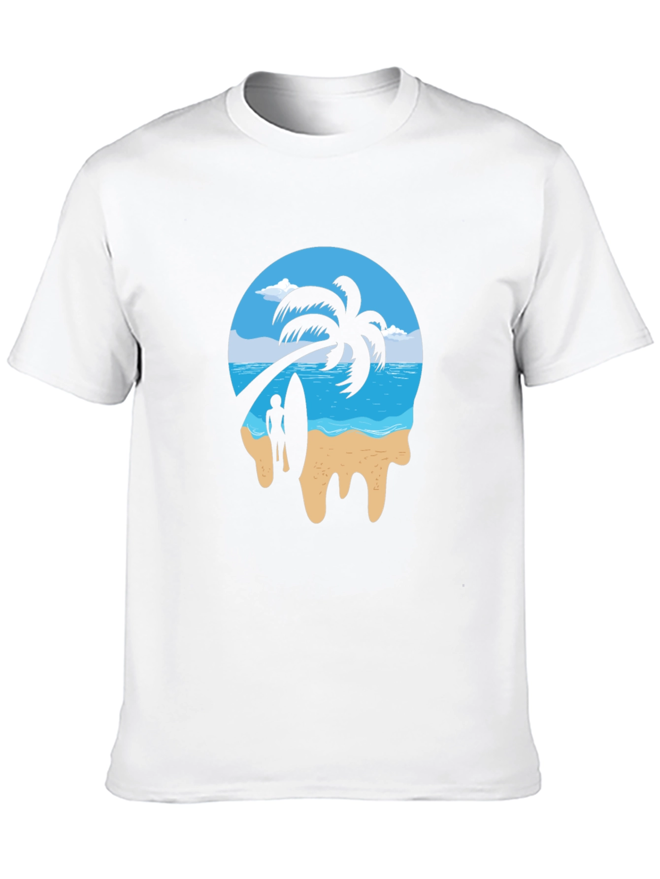 Tropical Beach Graphic Tee - Black