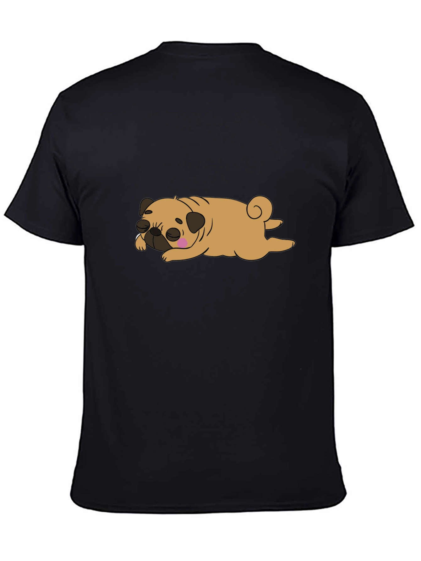 Cute Sleeping Pug Graphic Tee - Unisex Black T-Shirt