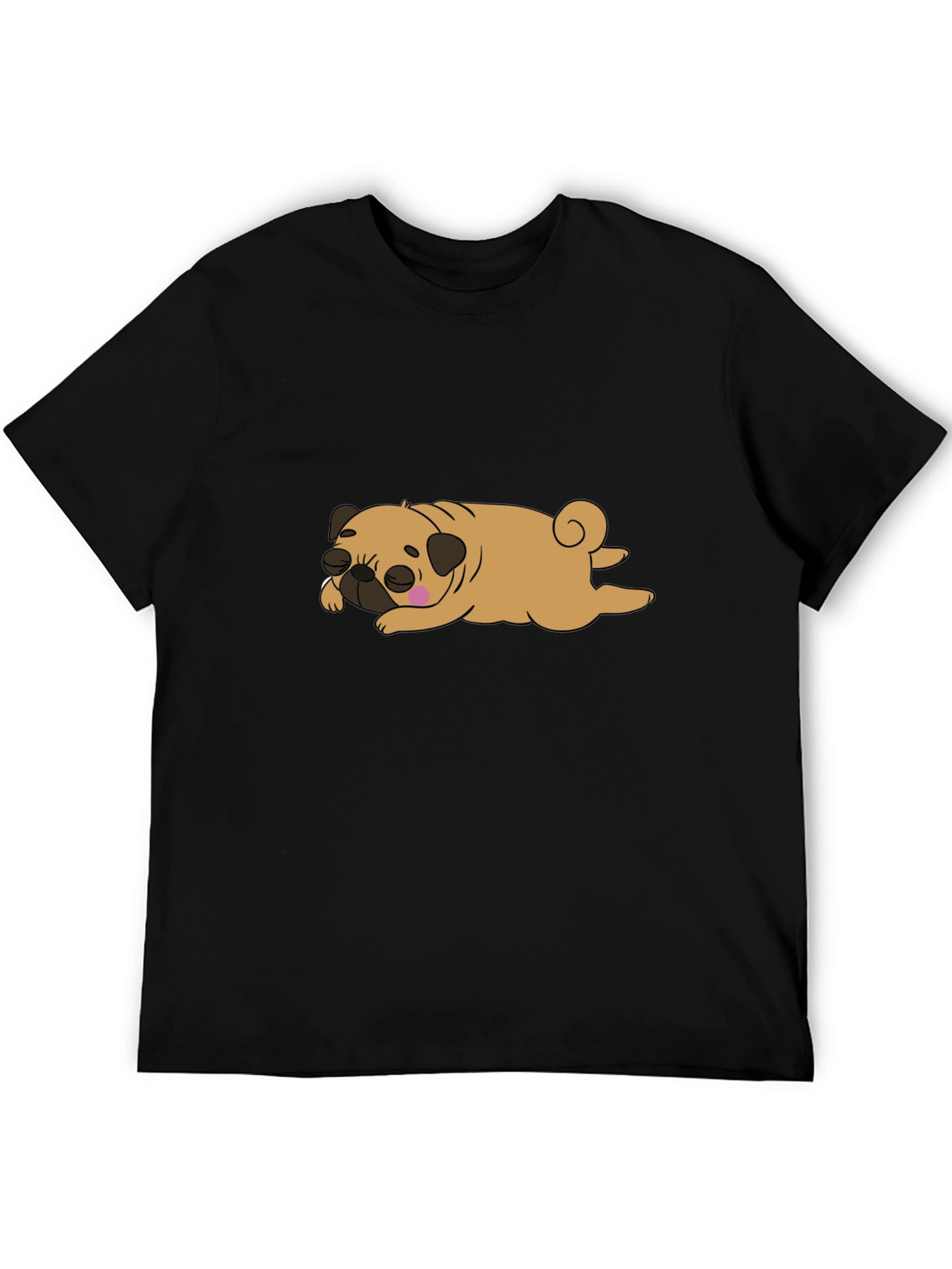 Cute Sleeping Pug Graphic Tee - Unisex Black T-Shirt