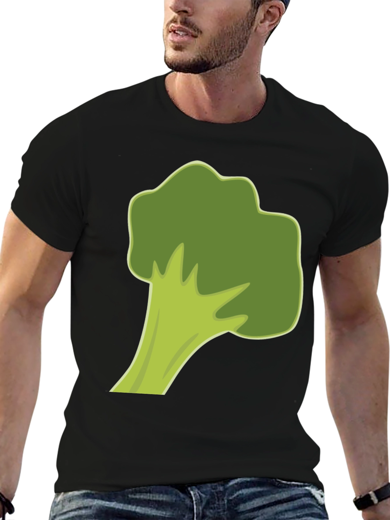 Broccoli Graphic Tee - Black Cotton T-Shirt