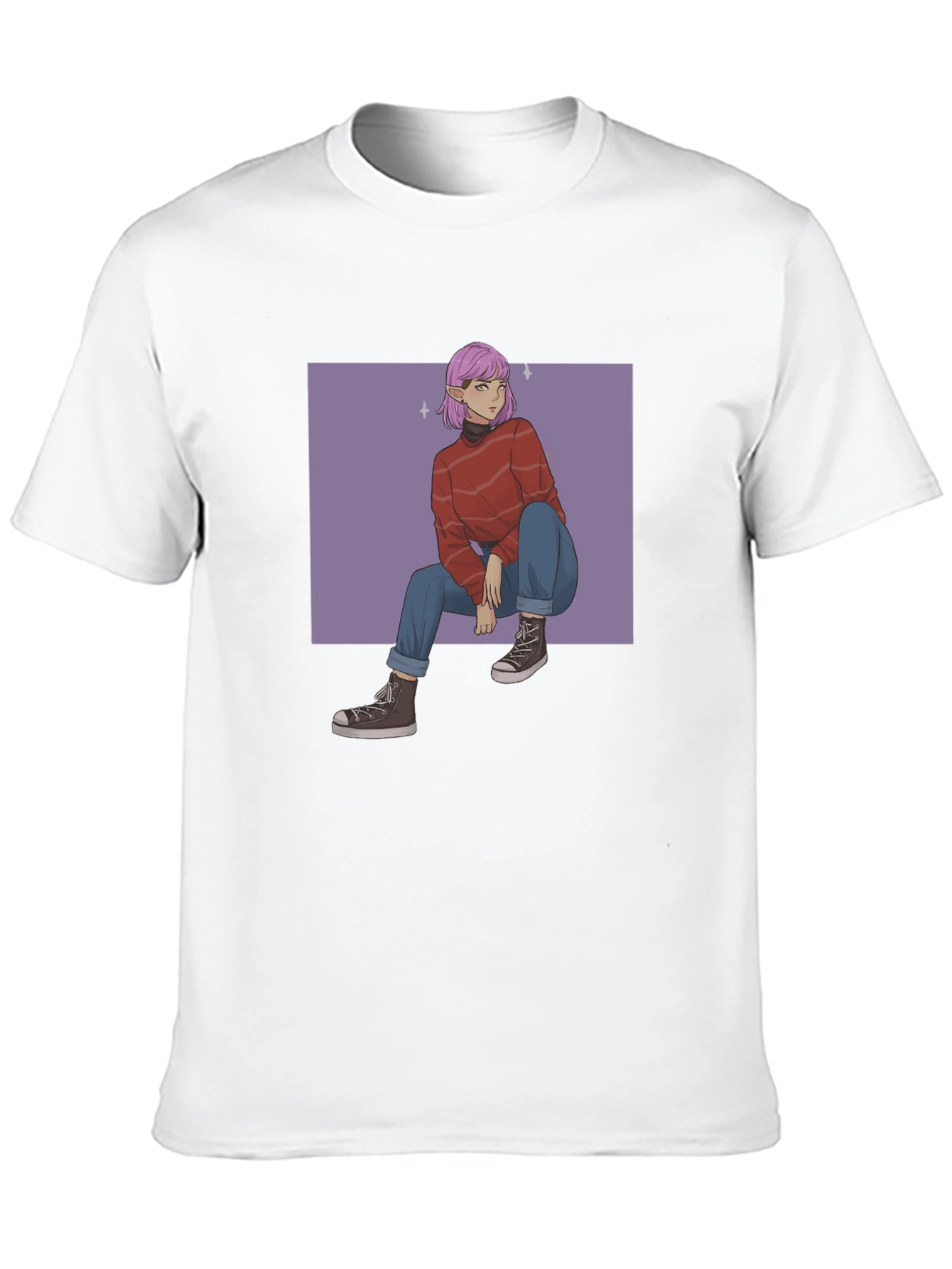 Anime Graphic Print Black T-Shirt