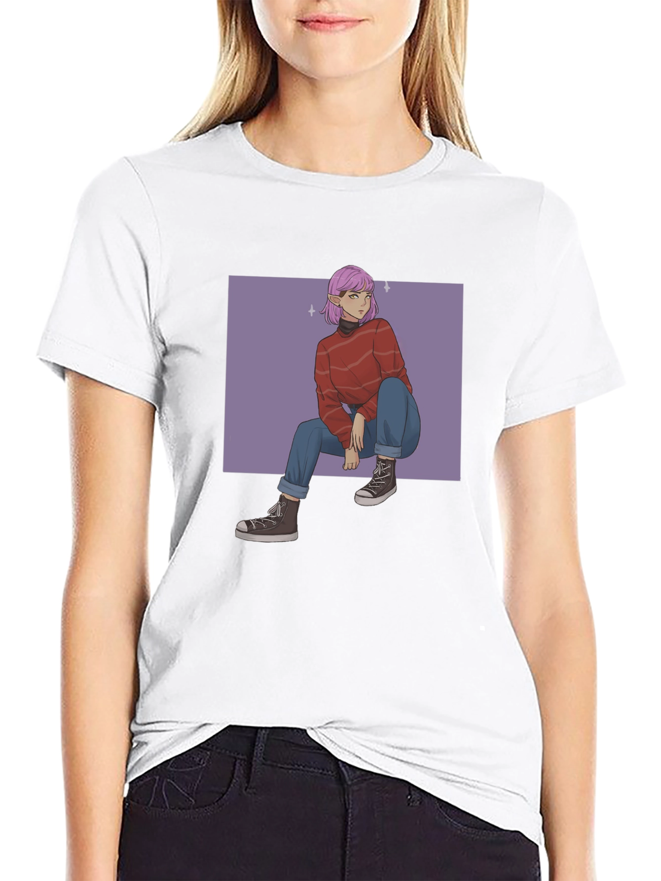 Anime Graphic Print Black T-Shirt