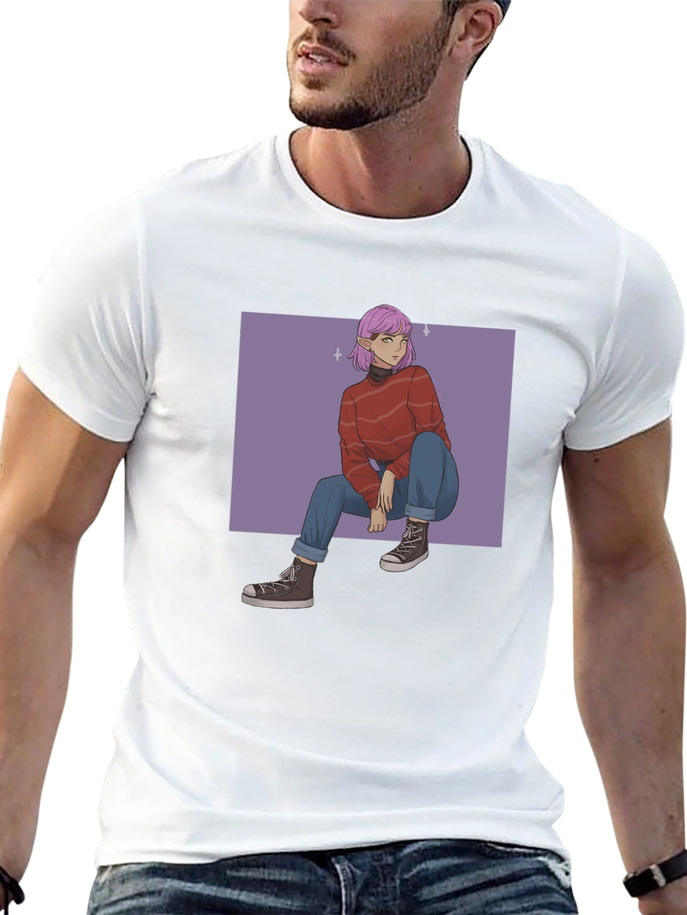 Anime Graphic Print Black T-Shirt