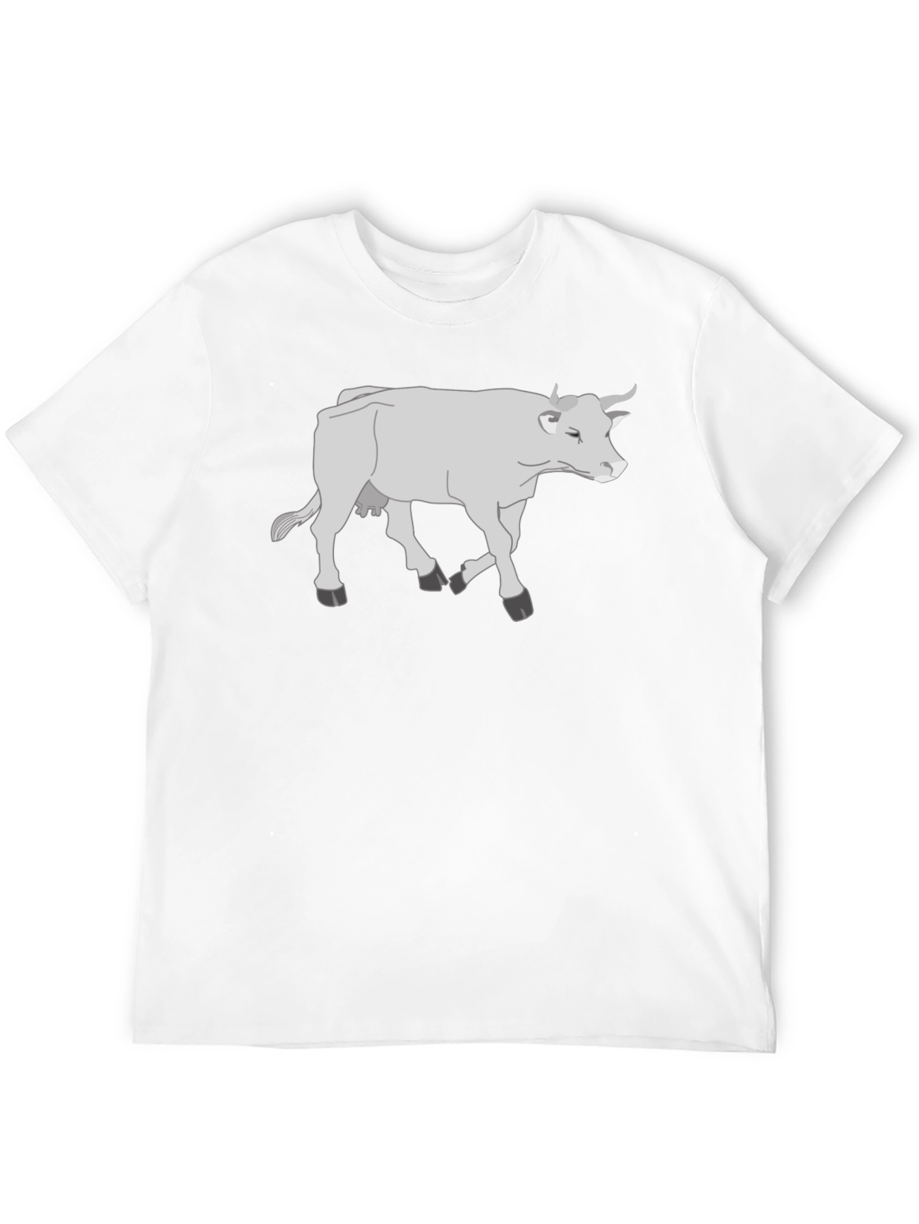 Cow Graphic T-Shirt - Black Cotton Casual Tee