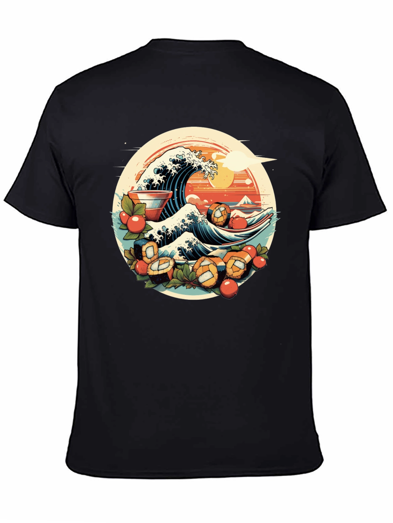Sushi Wave Graphic Tee - Unique Japanese Art Shirt