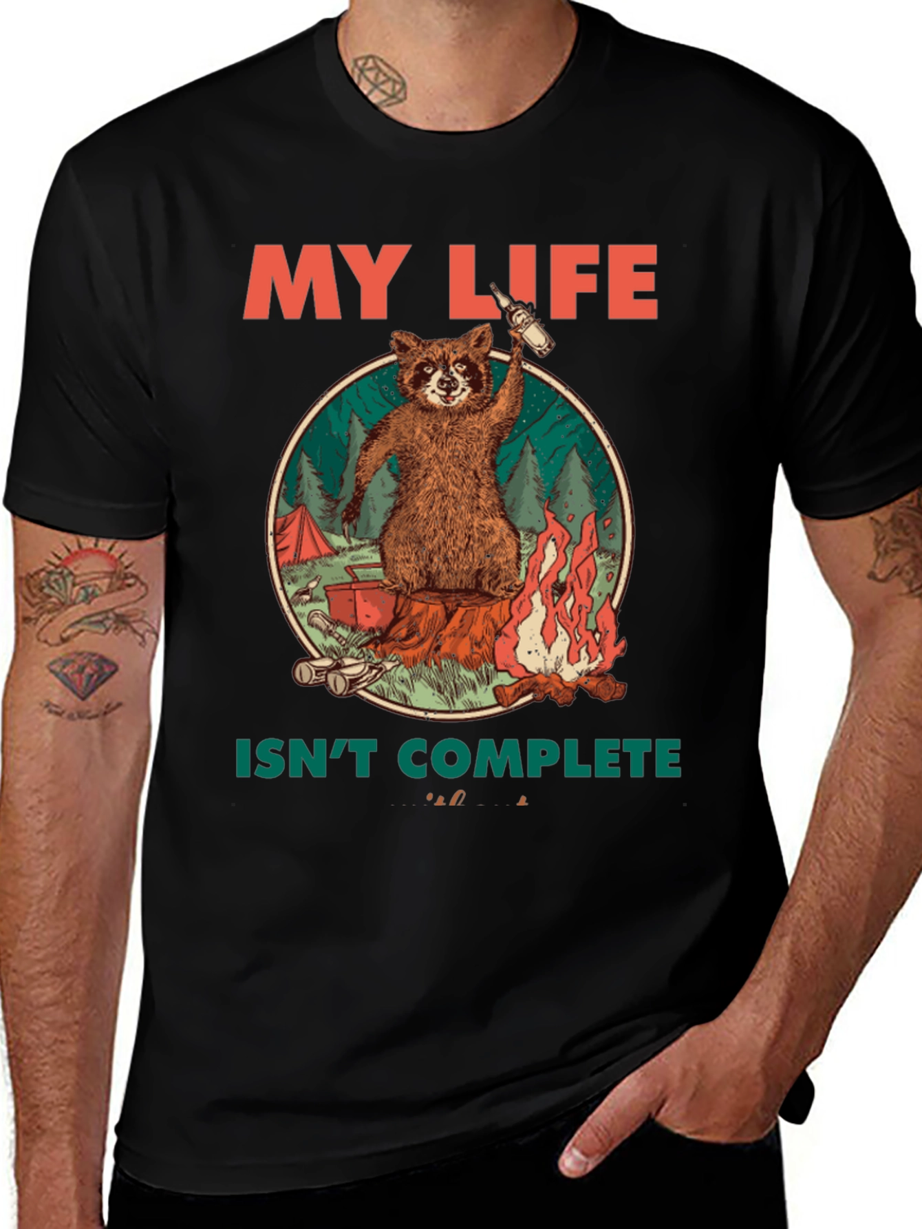 My Life Isnt Complete Raccoon Camping T-Shirt