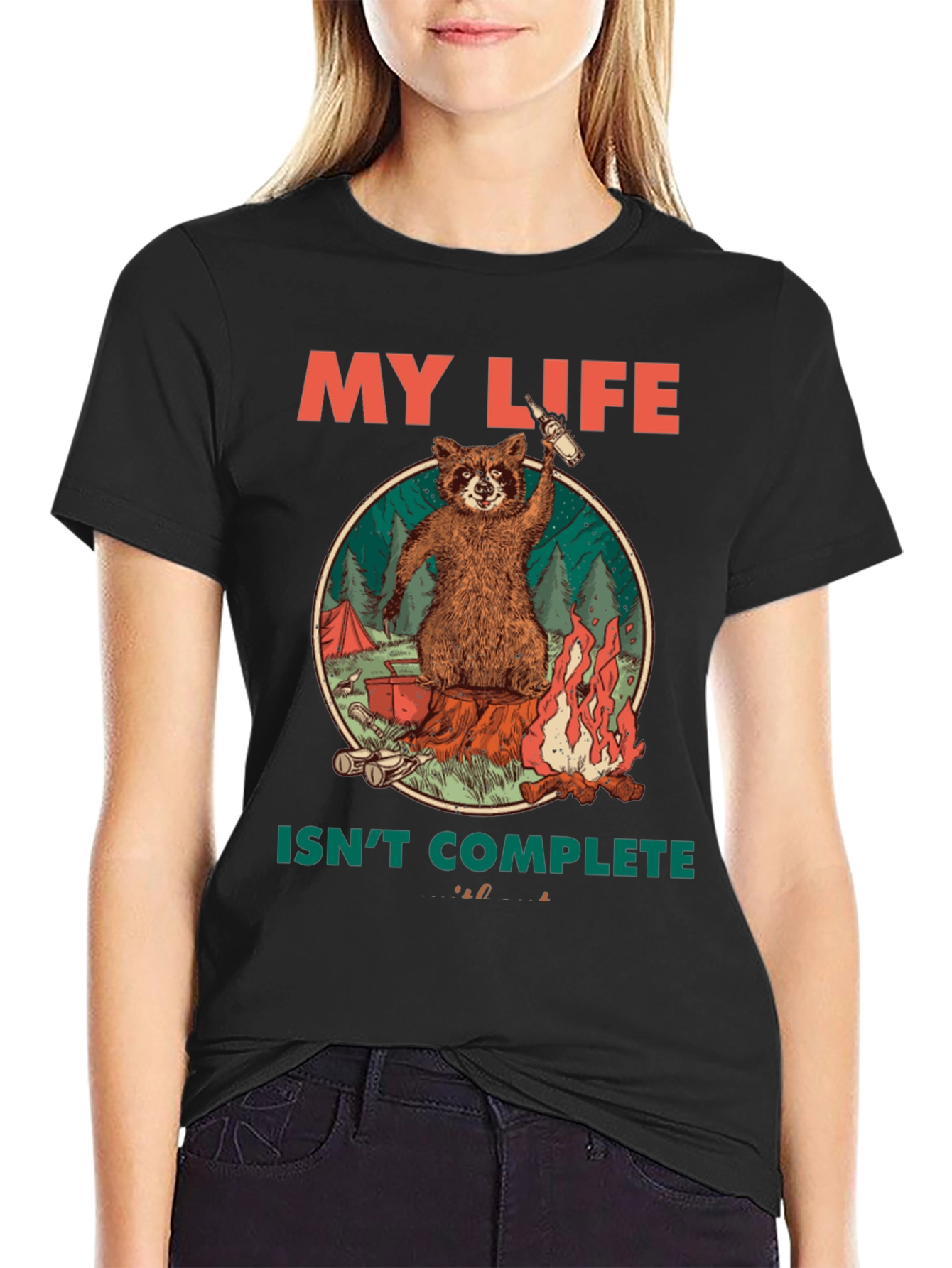 My Life Isnt Complete Raccoon Camping T-Shirt