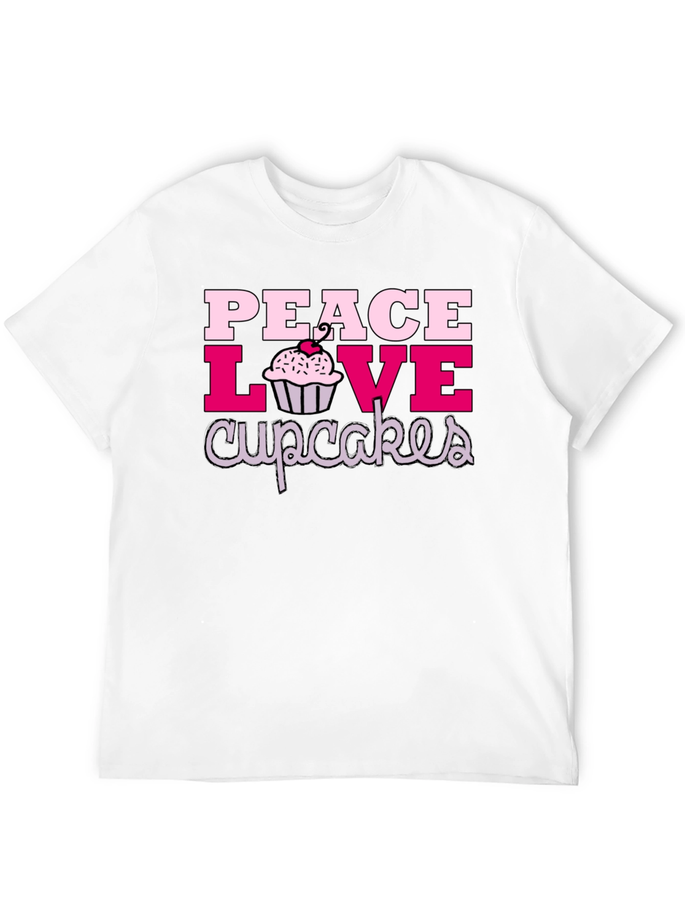 Peace Love Cupcakes Graphic Tee - Black Cotton T-Shirt