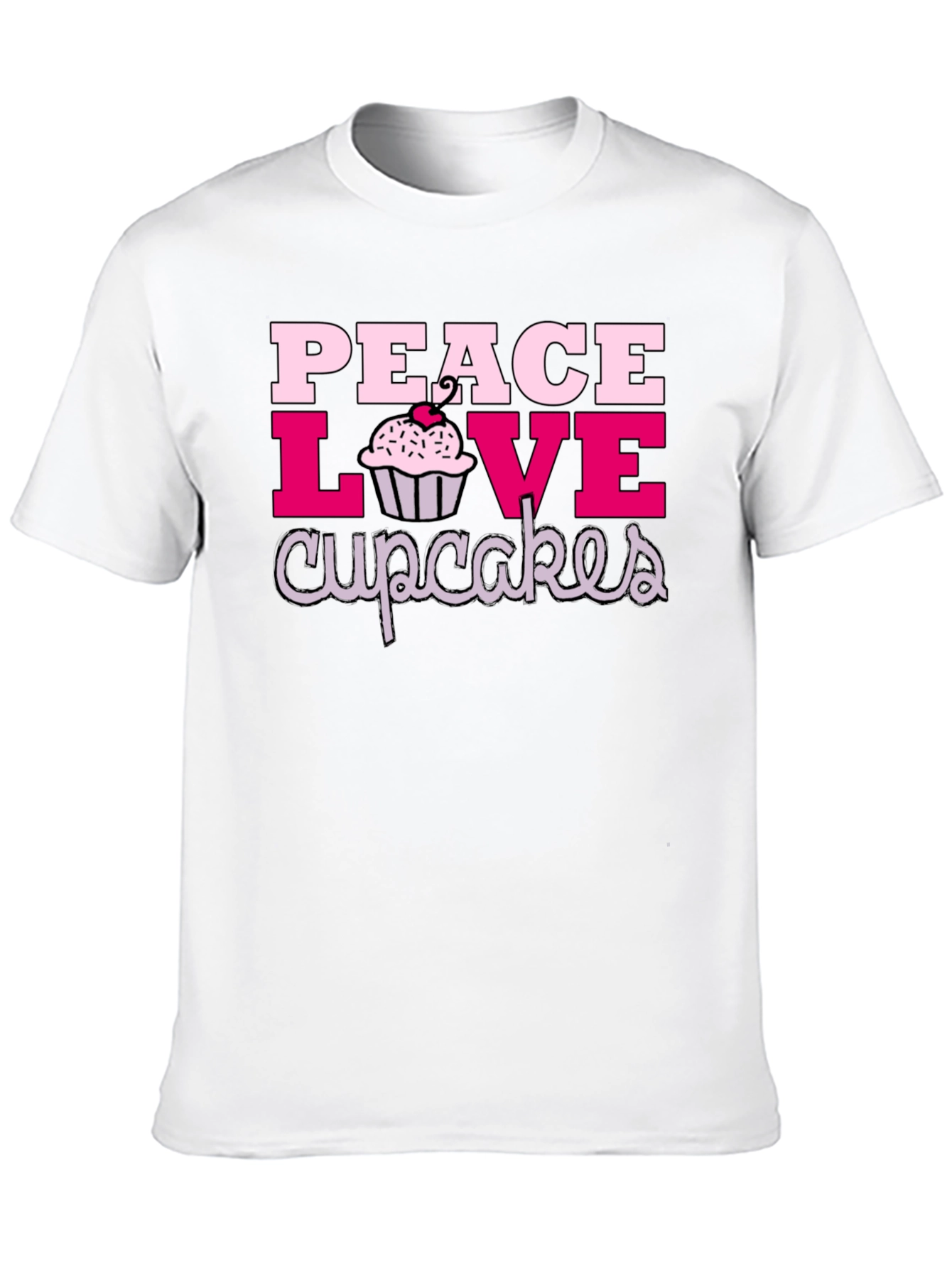 Peace Love Cupcakes Graphic Tee - Black Cotton T-Shirt