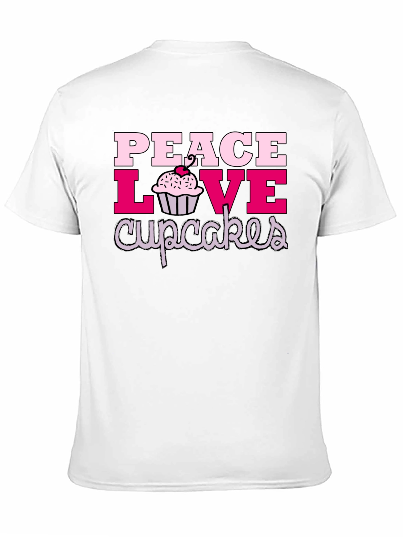 Peace Love Cupcakes Graphic Tee - Black Cotton T-Shirt