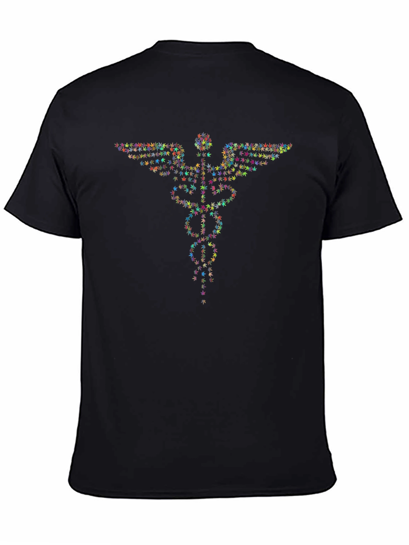 Marijuana Leaf Caduceus Graphic Tee - Black
