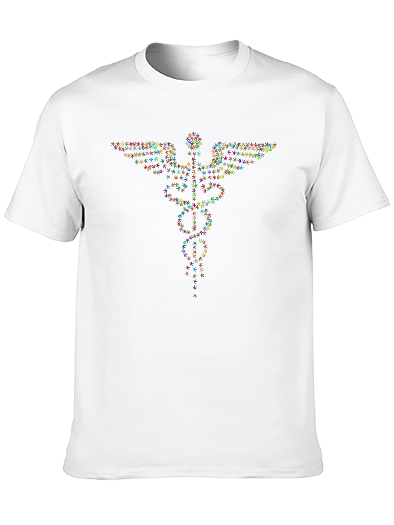 Marijuana Leaf Caduceus Graphic Tee - Black
