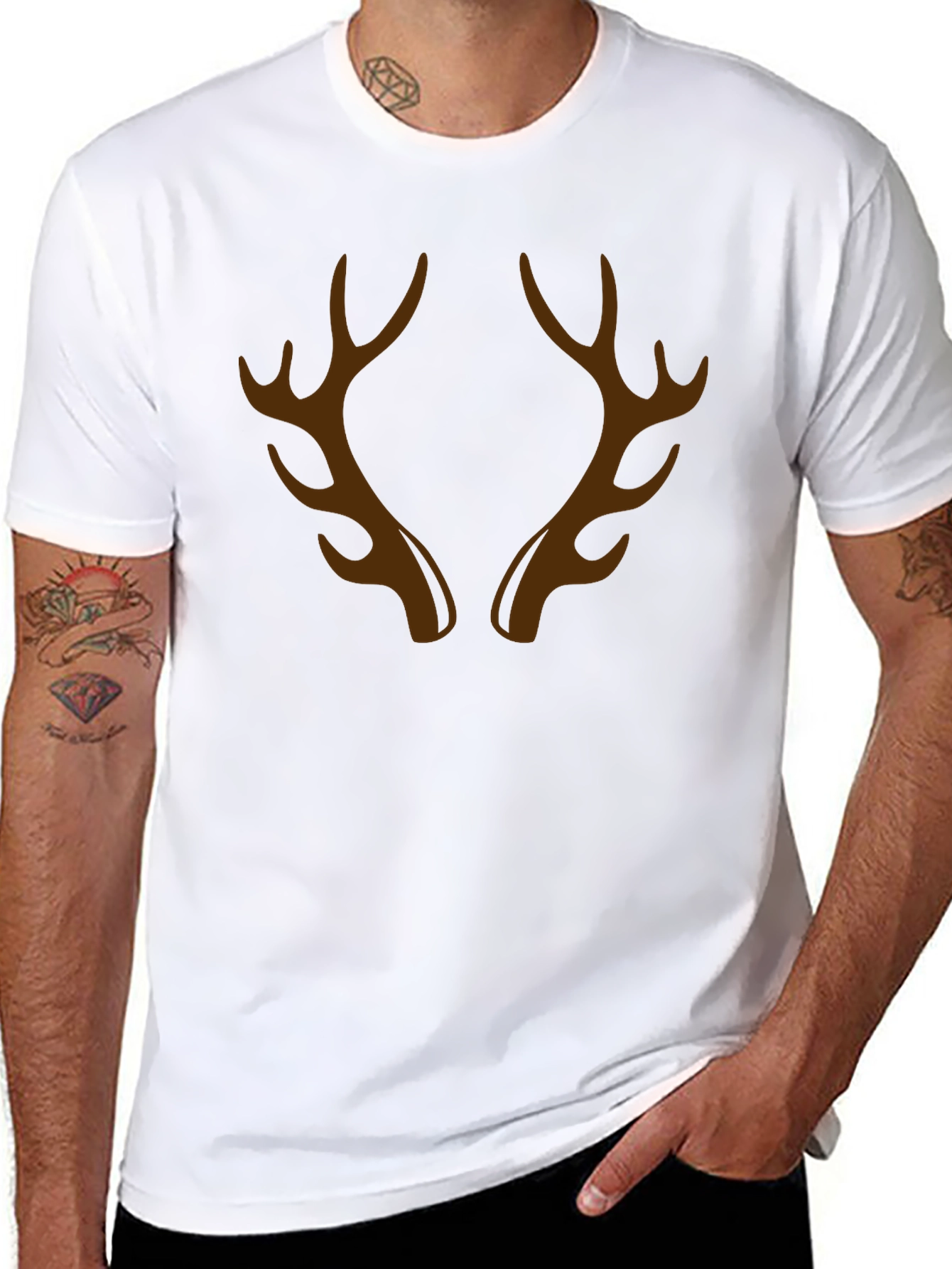Antler Graphic Tee - Black Casual Crew Neck T-Shirt