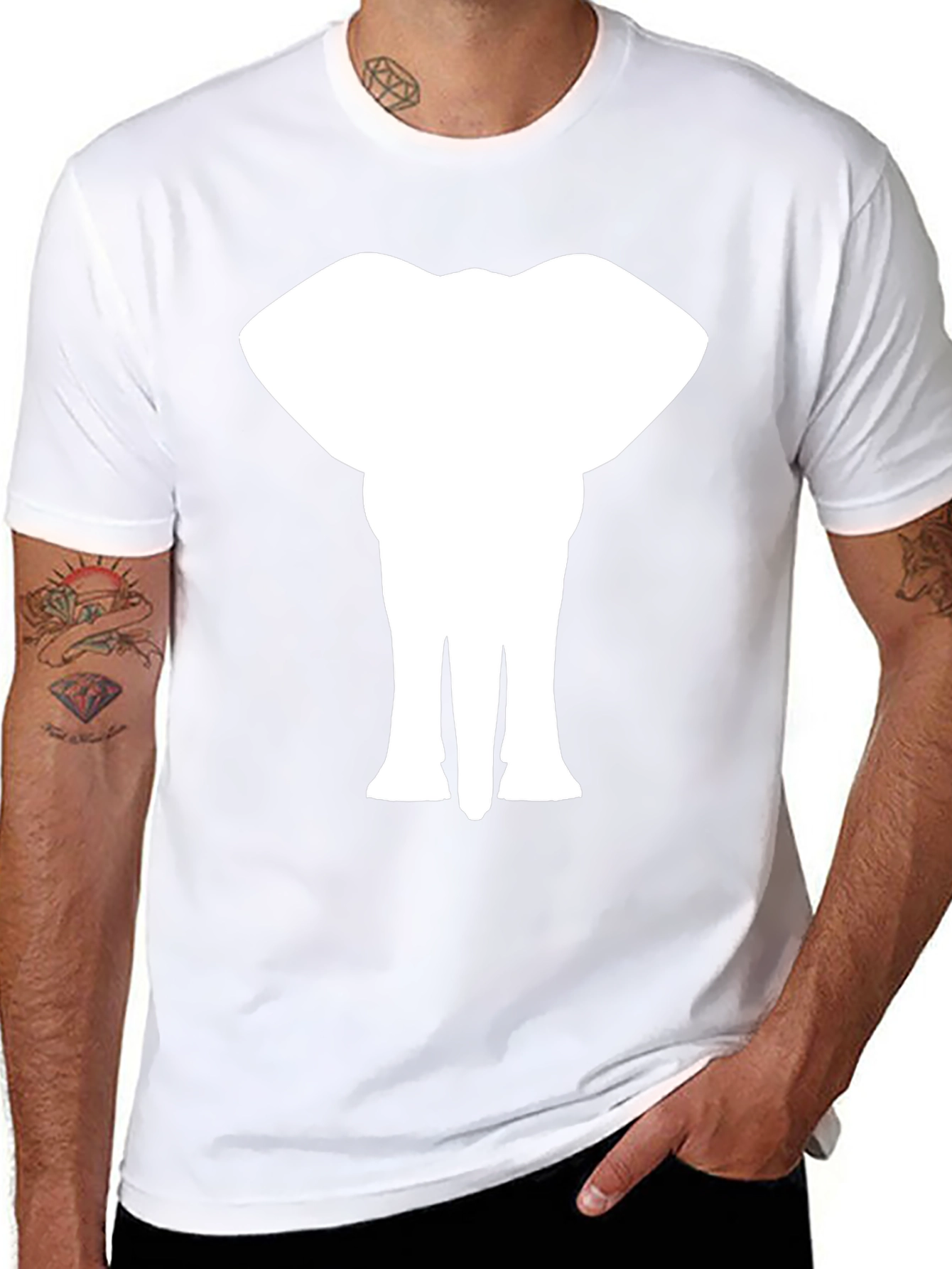 Elephant Silhouette Tee - Black Cotton T-Shirt