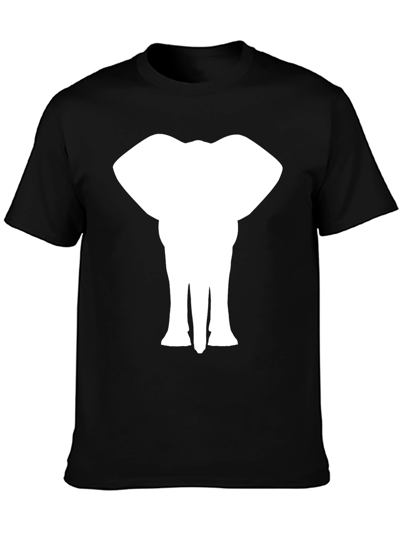 Elephant Silhouette Tee - Black Cotton T-Shirt