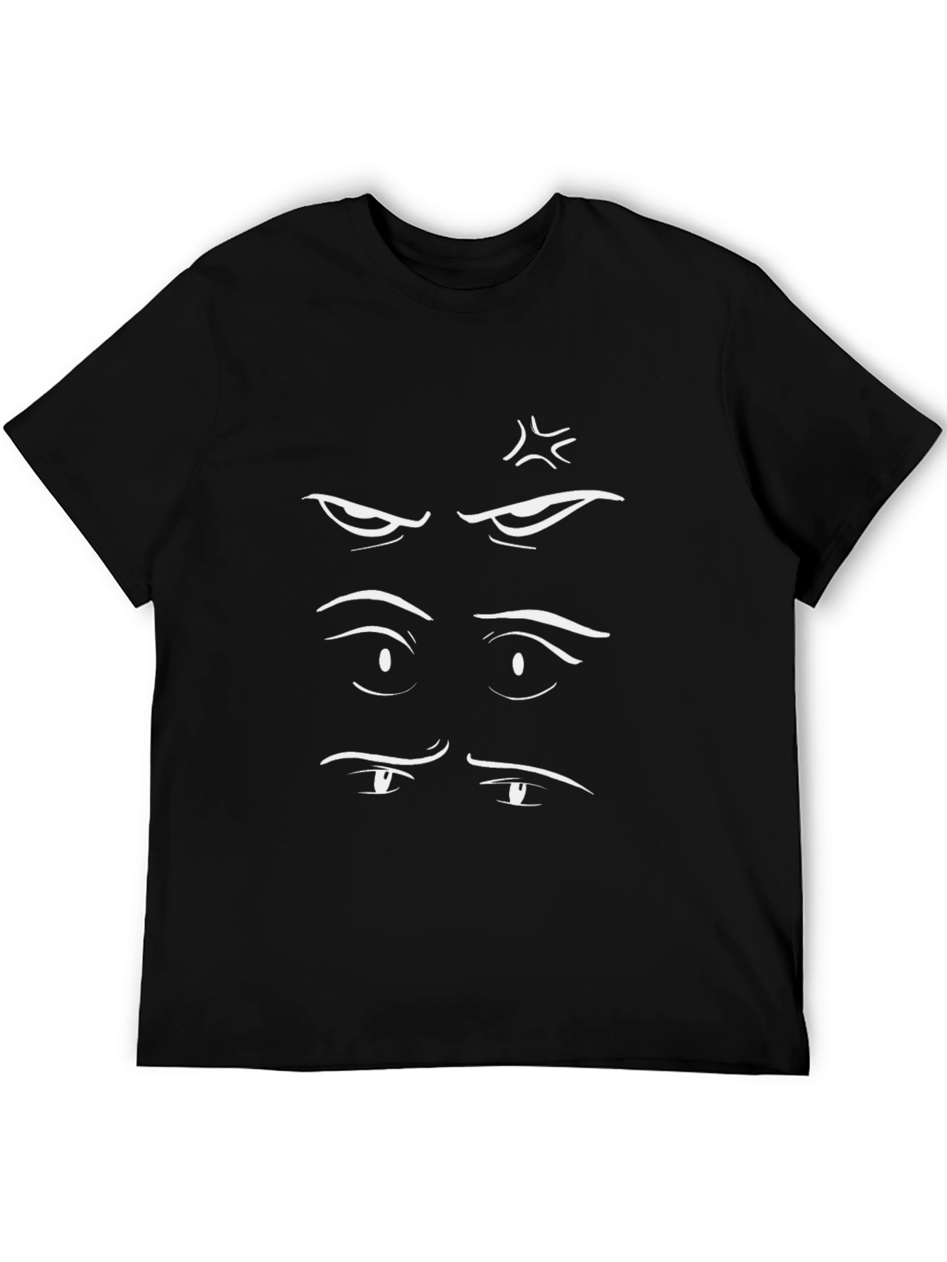 Expressive Eyes Graphic Tee - Black Cotton T-Shirt