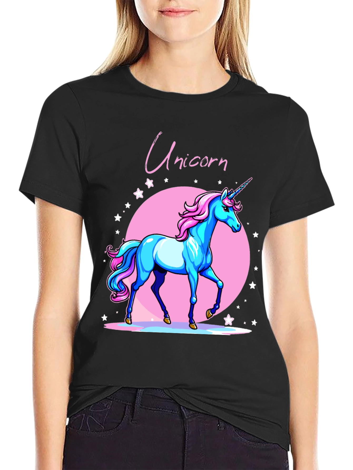 Unicorn Graphic Black T-Shirt