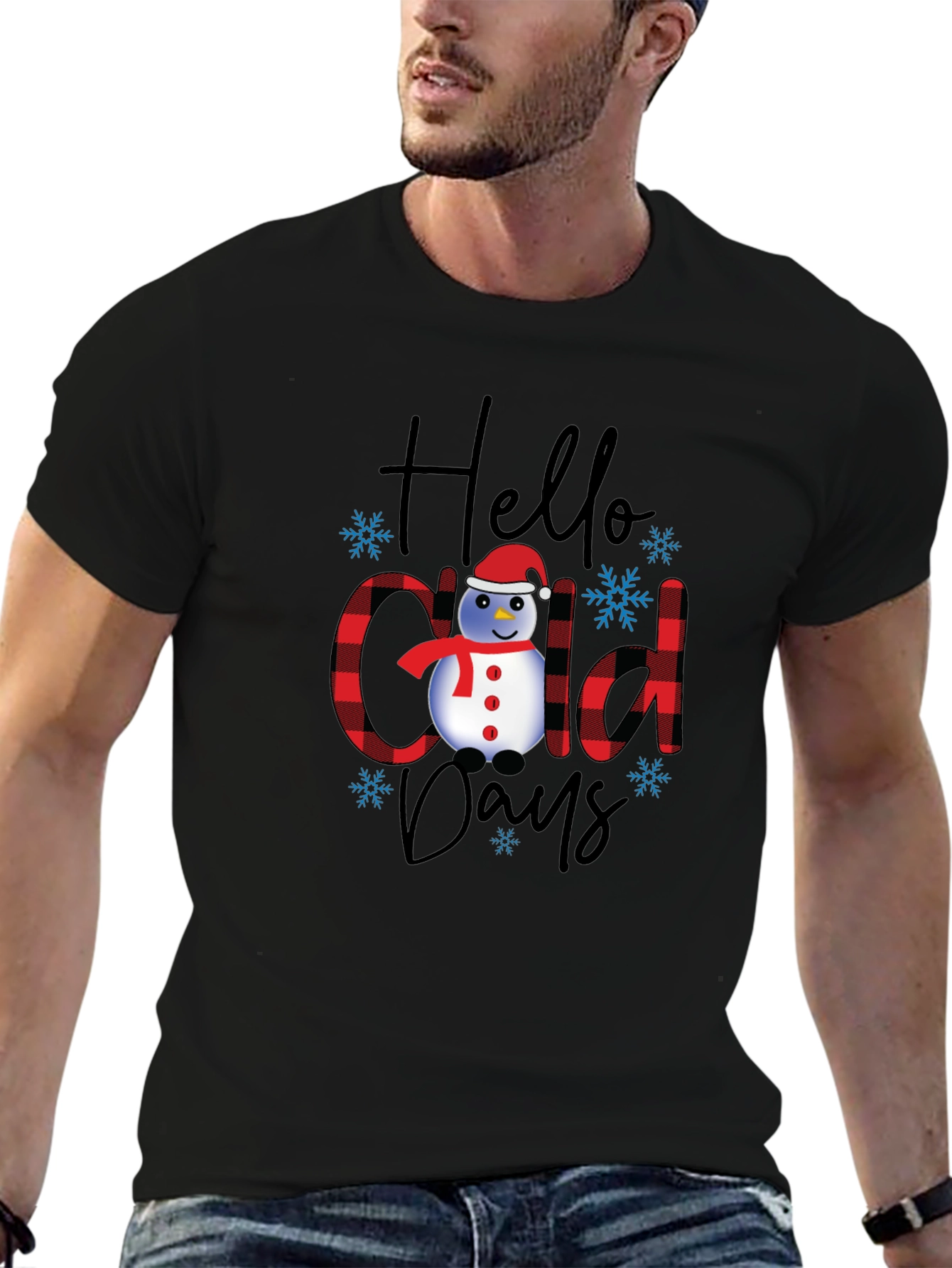 Hello Cold Days T-Shirt Winter Snowman Tee