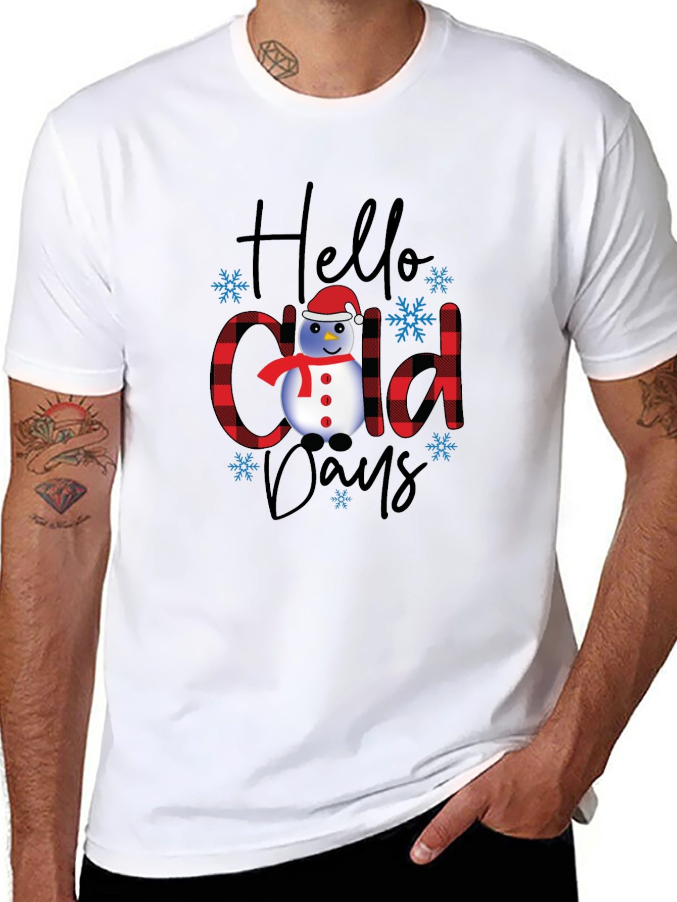 Hello Cold Days T-Shirt Winter Snowman Tee