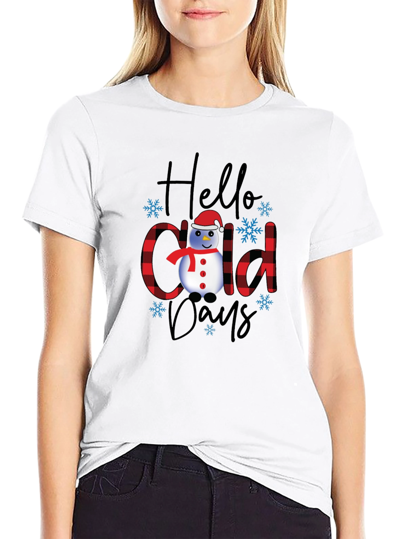 Hello Cold Days T-Shirt Winter Snowman Tee
