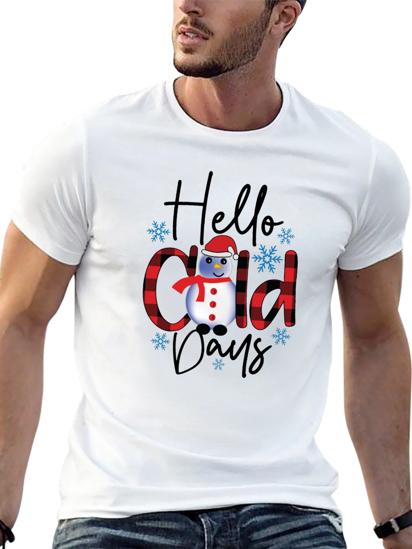 Hello Cold Days T-Shirt Winter Snowman Tee