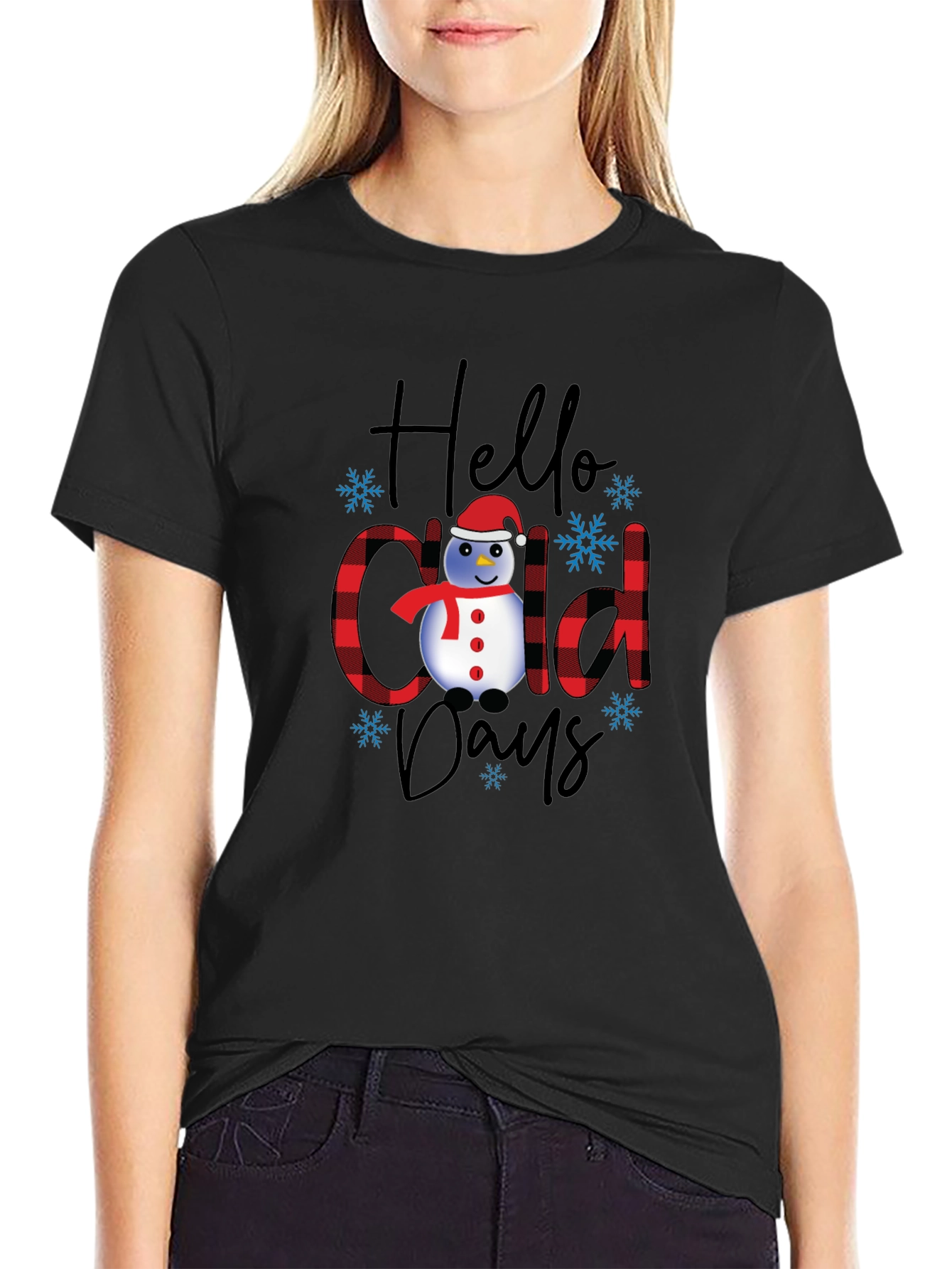 Hello Cold Days T-Shirt Winter Snowman Tee
