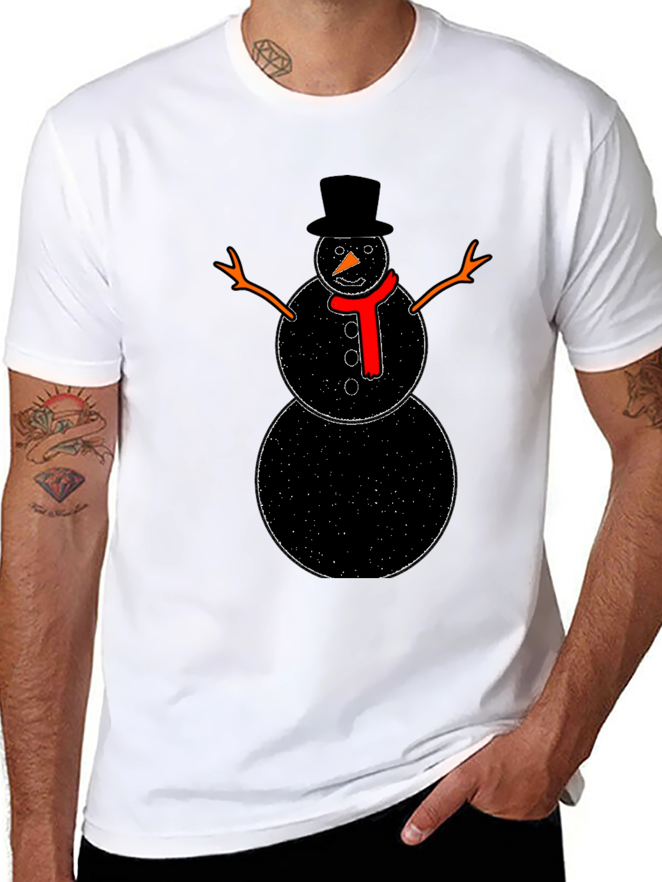 Snowman Graphic Black T-Shirt