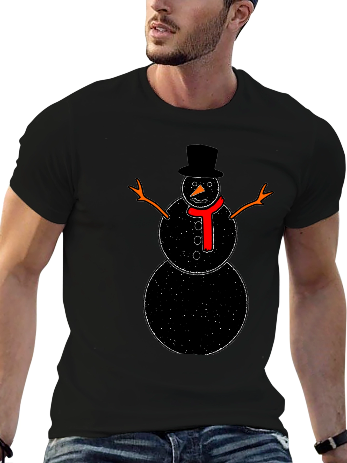 Snowman Graphic Black T-Shirt