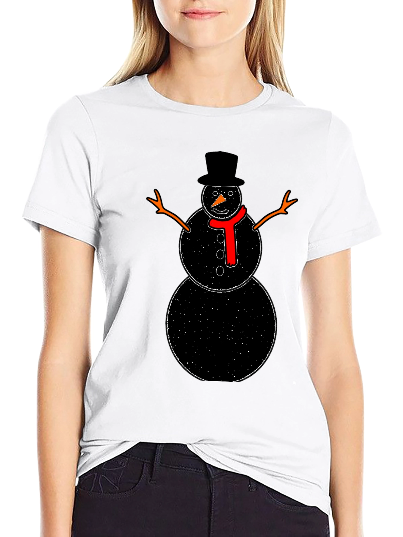 Snowman Graphic Black T-Shirt