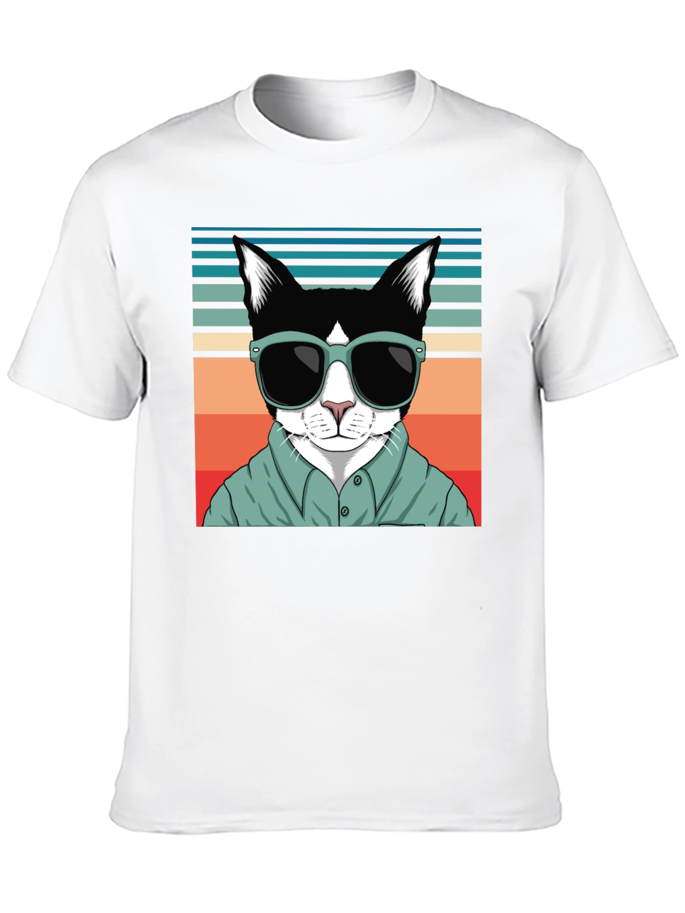 Cool Cat Retro T-Shirt - Stylish Feline Design