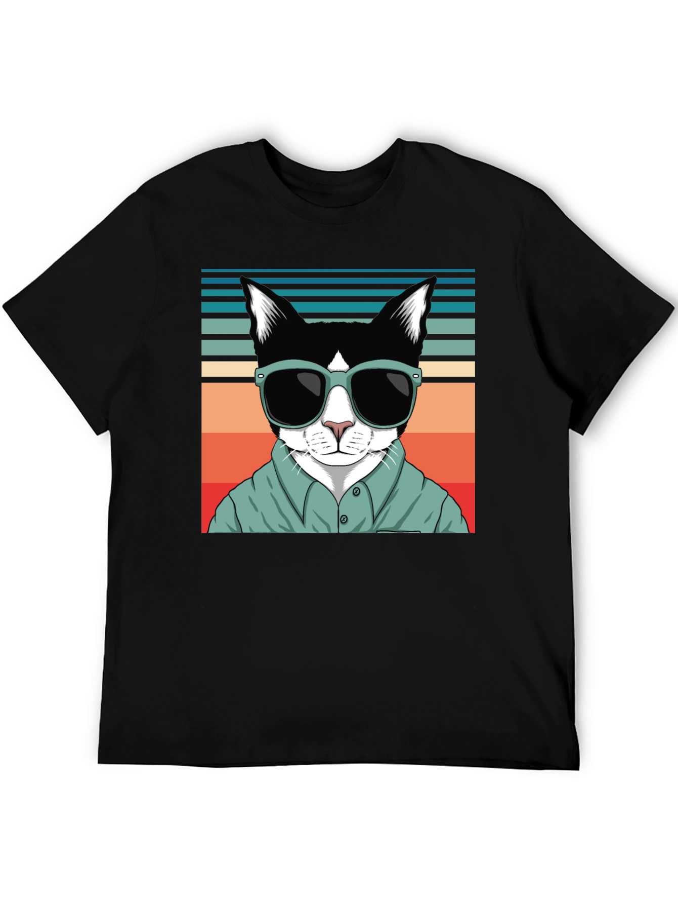 Cool Cat Retro T-Shirt - Stylish Feline Design