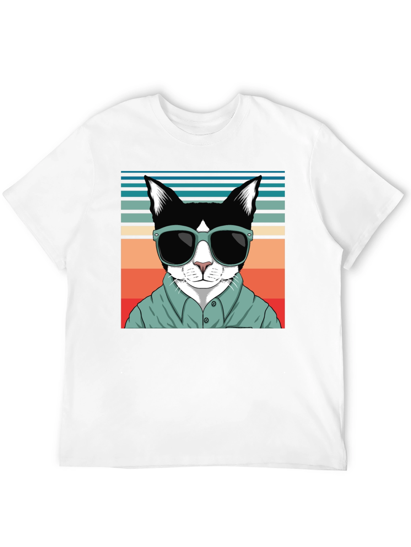 Cool Cat Retro T-Shirt - Stylish Feline Design