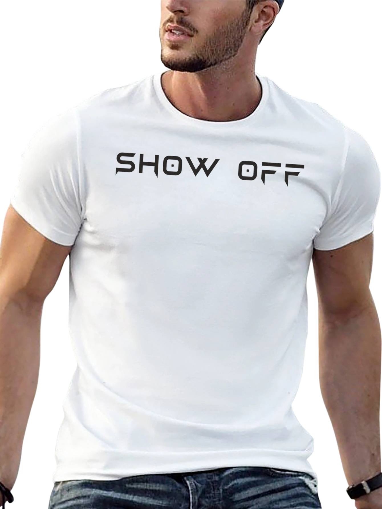 Show Off Black Graphic Tee - Modern Style