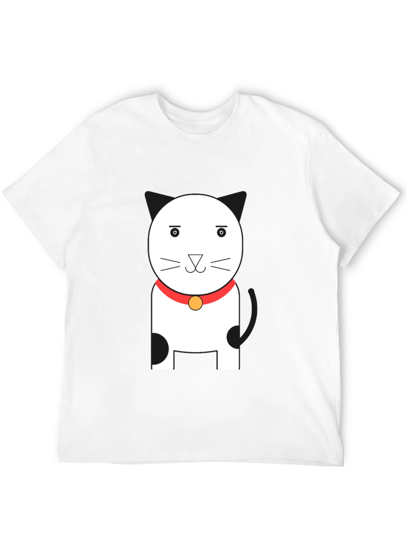 Cute Cartoon Cat Graphic Tee - Unisex Black T-Shirt