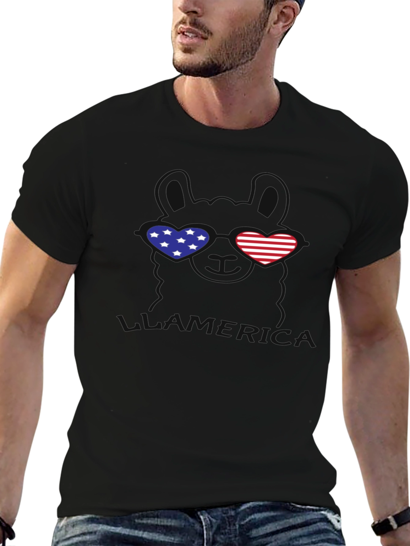 Patriotic Heart Sunglasses Graphic T-Shirt