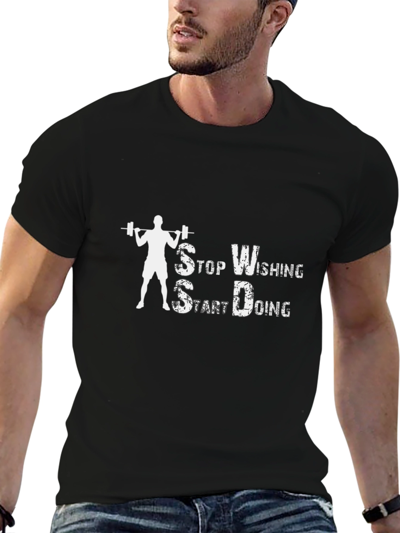 Motivational Workout T-Shirt - Stop Wishing Start Doing!